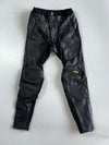Black Leather Motorcycle Racing Pants with Knee Armor & Zip Pockets (W-31/L-38)
