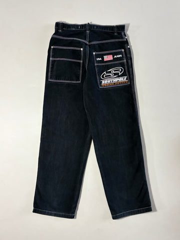 Vintage Southpole Black Baggy Contrast Stitch Denim Jeans (W:31) (L:41)