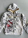 Y2K Print Sherpa-Lined Full Zip Hoodie (M/L)