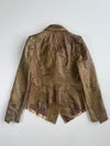 Vintage Doho Metallic Gold Leather Blazer Jacket with Beaded Embellishment(Xs)