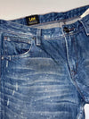 Lee Vintage Distressed Paint-Splatter Straight-Leg Denim Jeans (W:32) (L:39.5)