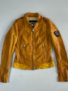 Police Mustard Leather Moto Jacket (XS)