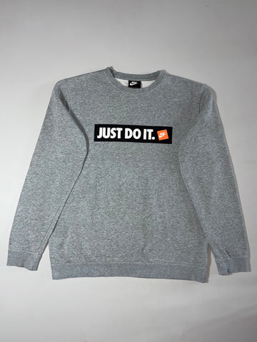 Nike | “Just Do It” Box Logo Crewneck Sweatshirt – Heather Grey | (XL)