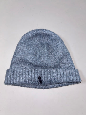 Vintage Polo Ralph Lauren Light Blue Merino Wool Beanie (H:8.5 inches/W:16 inches)