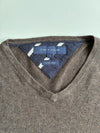 Tommy Hilfiger Brown Cotton Wool V-Neck Sweater – Sports 89 Patch (S)