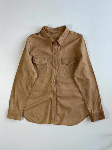 Tan Suede Leather Western Shirt Jacket(M)