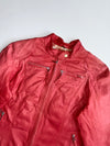 7eleven Red Genuine Leather Café Racer Jacket  women’s – Floral Lining (M)