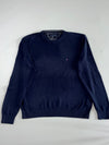 Tommy Hilfiger Classic Flag Logo Crewneck Knit Sweater – Navy Blue (XL)