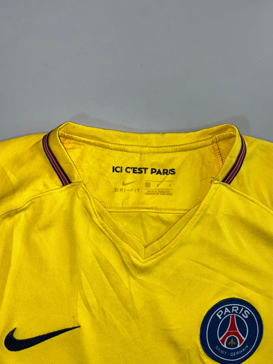 Nike Paris Saint-Germain PSG 2017-18 Authentic Away Fly Emirates Ici C’est Paris Yellow Football Jersey (M)