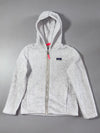 Patagonia White Sherpa Fleece Zip Hoodie – Neon Pink Trim (XS)