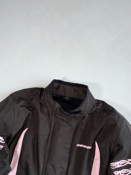 Bering Black and Pink Tribal Motorcycle Riding Jacket Padded(S/M)