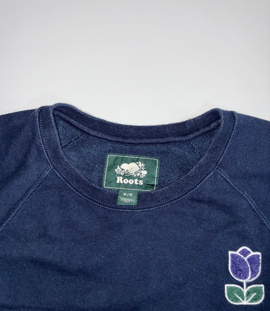 Roots Canada Patch Logo Crewneck Sweatshirt Navy (S)