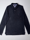 Tommy Hilfiger Charcoal Grey Long Sleeve Polo Shirt – Slim Fit, (M)