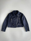 Zara Basic Navy Suede Biker Jacket Women (S)