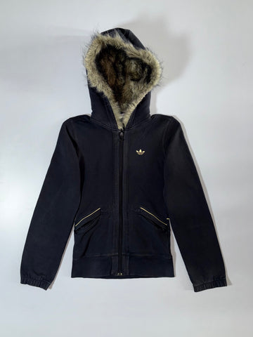 Adidas Faux Fur Hooded Jacket Black, Women’s (XS)
