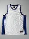 Vintage Nike Blank Basketball Jersey – White & Royal Blue (2XL)