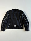 Moto One Italian-Design Textile Motorcycle Jacket Black with White Piping, Removable Mesh Liner Padded (XS)