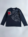 Big Train Osaka Japanese Dragon & Crane Graphic Long Sleeve Tee Black (XL)