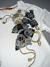 J950 Japanese Folding Fan & Peony Print Long Sleeve Tee (L)