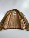 Vintage Tan Suede Leather Zip Bomber Jacket (Xl)