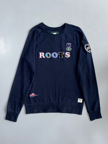 Roots | Patch Logo Crewneck Sweatshirt Navy | (S)