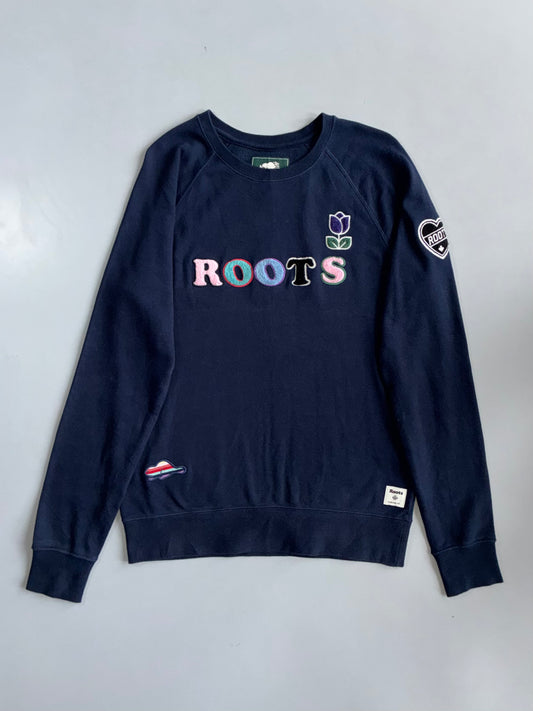 Roots | Patch Logo Crewneck Sweatshirt Navy | (S)