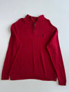 Chaps Red Ribbed Quarter-Zip Sweater(L)