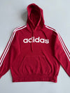 Adidas Linear Logo Hoodie | Maroon Red 3-Stripe (M)