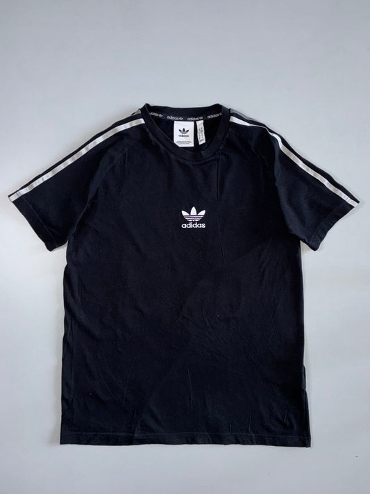 Adidas Originals Trefoil Center Logo 3-Stripe Sleeve Cotton T-Shirt Black (M)