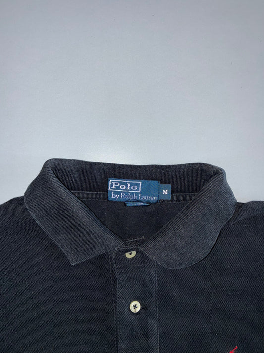 Polo Ralph Lauren Classic Pique Polo Shirt Black with Red Pony (L)