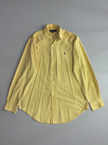Vintage Polo by Ralph Lauren Yellow Windowpane Check Shirt aYarmouth 100% Cotton(XL)