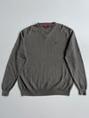 Vintage Marlboro Classics Olive Grey V-Neck Knit Sweater (M)