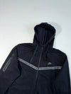 Nike Sportswear Tech-Style Full-Zip Hoodie Black, Chevron Panel, Sleeve Zip Pocket, (XL)