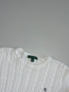 Lauren Ralph Lauren White Cable Knit Crewneck Sweater- (M)