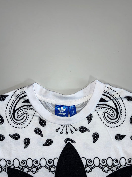 Adidas Originals Bandana Paisley Print Big Logo T-Shirt – White/Black (S)