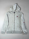Tommy Hilfiger Grey Full Zip Hoodie Big Flag Logo Sleeve Print Size (M)