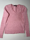 Ralph Lauren Sport | Pink Cable Knit V-Neck Sweater Women’s  | (S)