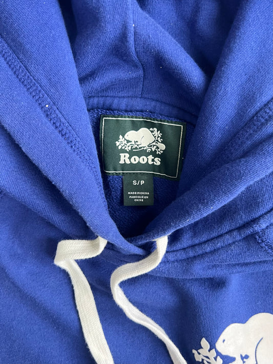 Roots Canada Beaver Logo Sleeve Print Pullover Hoodie Royal Blue (S)