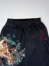 Vintage Japanese Embroidered Lion & Sakura Black Joggers (W:30) (L:42)