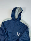 MLB New York Yankees Hooded Windbreaker by Genuine Stuff Navy/Grey, Mesh Lined, Youth (S)