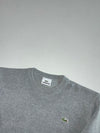 Lacoste Heather Grey Crewneck Knit Sweater with Croc Logo (S)