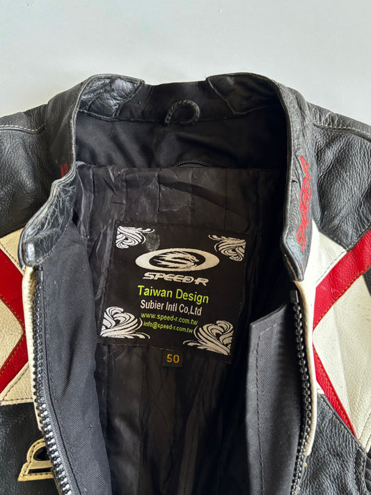 Speed-R Leather Racing Jacket genuine leather moto jacket, perforated chest panel (M)
