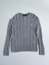 Polo Ralph Lauren Grey Cable Knit Crewneck Sweater (M)