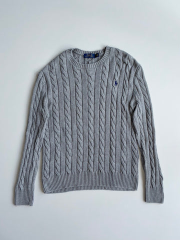 Polo Ralph Lauren Grey Cable Knit Crewneck Sweater (M)