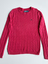 Polo by Ralph Lauren Cable Knit Crewneck Sweater – Pink/Maroon (S/M)