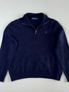 Polo Ralph Lauren Navy Quarter-Zip Wool Knit Sweater – (M)