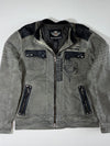 Harley-Davidson Grey Zip-Up Biker Jacket with Black Contrast Panels (M)
