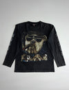 Bulldog Graphic Long Sleeve T-Shirt – Biker Bulldog Print Black (L)