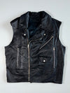Black Leather Asymmetric Biker Vest (L)