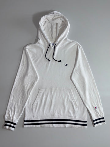 Champion Striped-Trim Pullover Hoodie White (L)